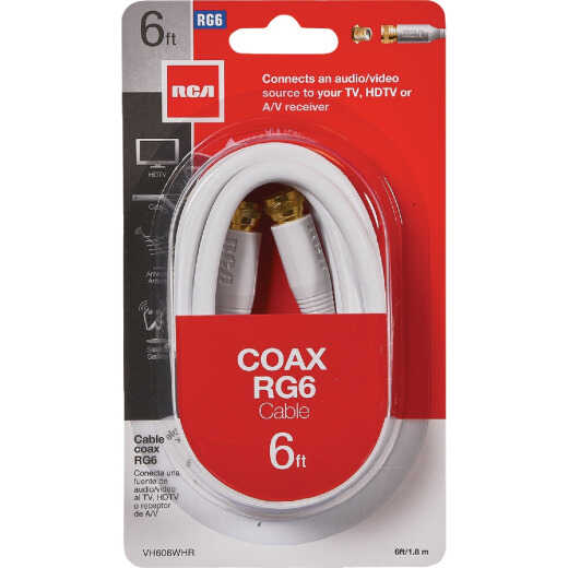 RCA 6 Ft. White Digital RG6 Coaxial Cable